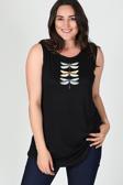 Curvy Trend Büyük Beden Dragonfly Baskılı Kolsuz Viskon Basic Bluz