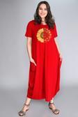 Curvy Trend Büyük Beden Sun Flower Baskılı Jumbo Kısa Kol Elbise
