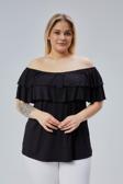 Curvy Trend Büyük Beden Madonna Yaka Viskon Bluz