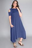 Curvy Trend Omuz Dekolte Viskon Elbise