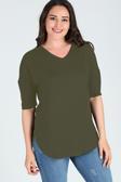 Curvy Trend Büyük Beden Yan Yırtmaç Yarım Kol Bluz