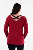 Curvy Trend Büyük Beden Sırt Çapraz Pul Şerit Uzun Kol Bluz
