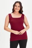 Curvy Trend Büyük Beden Kare Yaka Kalın Askılı Atlet Bluz