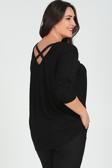 Curvy Trend Büyük Beden Sırt Çapraz Pul Şerit Uzun Kol Bluz