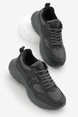 Tonny Black Unisex Füme Yüksek Faylon Taban Nefes Alabilen Kumaş Bağcıklı Spor Ayakkabı