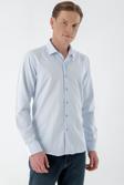  Erkek A. MAVİ Trend Baskılı Desenli İtalyan Yaka Slim Fit Gömlek