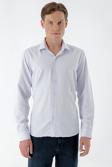 Erkek Lila Trend Baskılı Desenli İtalyan Yaka Slim Fit Gömlek