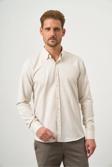  Erkek Kremrengi Slim Fit Düğmeli Yaka Gömlek