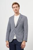  Erkek İndigo Örme Trend Slim Fit Mono Yaka Ceket