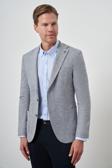  Erkek Lacivert Keten Dokuma Slim Fit Mono Yaka Ceket