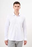  Erkek Beyaz Basic Düz Desen İtalyan Yaka Slim Fit Gömlek