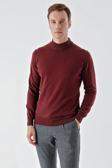  Erkek Koyu Bordo Basic Yarım Balıkçı Yaka Dynamic Fit Rahat Kesim Triko
