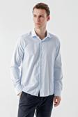  Erkek A. MAVİ Trend Baskılı Desenli İtalyan Yaka Slim Fit Gömlek