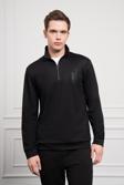  Erkek Siyah Femuarlı Bato Yaka Dynamic Fit Rahat Kesim Sweatshirt