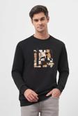  Erkek Siyah Trend Bisiklet Yaka Sweat-Shirt