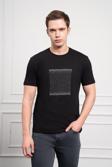  Erkek Siyah Trend Bisiklet Yaka Dinamik Fit Pamuk T-Shirt