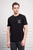  Erkek Siyah Trend Bisiklet Yaka Dinamik Fit Pamuk T-Shirt