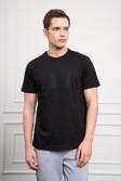  Erkek Siyah Trend Bisiklet Yaka Dinamik Fit Pamuk T-Shirt