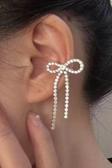 Caş Dekorasyon Gümüş Renk Kurdele Figürlü Taşlı Ear Cuff (Tek)