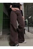 Viking'S Line Kahverengi Likralı Süper Yüksek Bel Salaş Jeans Palazzo Pantolon. (Süper Yüksek) Wide Leg