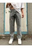 Viking's Line Gri Yırtık Baggy Jean