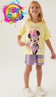 Minnie Mouse Lisanslı D4888 Glasses T-Shirt ve Şort Alt Üst Kız Çocuk Takımı