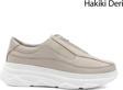 Kadın Bej Antik Fermuarlı Dolgu Taban Hakiki Deri Sneaker