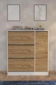 Moonlife Milano 3 Kapaklı Kayar Raflı Dolaplı Ayakkabılık  Meşe