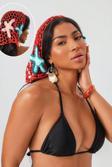 Pistore Denizyıldızı Dantel Bandana El Örgüsü Kumaş Kırmızı Renkli