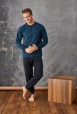 KLY 7024 Erkek Midi Yaka Kol Paça Manşetli Pijama Takım