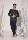 KLY 8026 Erkek Yaka Reçme Pijama Takım