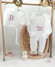 Yeni Doğan Dantelli 3'lü Hastane Çıkış Tulum Seti