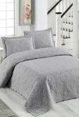 Örtüm İvy Gri Çift Kişilik Microfiber Kapitone Yatak Örtüsü