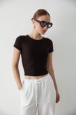 Laluvia Acı Kahve Crop Bluz - 1182