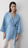 Laluvia Mavi Iç Kemerli Kimono - 5383