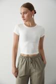 Laluvia Beyaz Crop Bluz - 1182