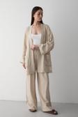 Laluvia Natural %100 Pamuk Cep Detaylı Kuşaklı Kimono Takım - 8491