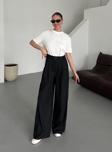 Laluvia Siyah Pileli Business Pantolon - 3602