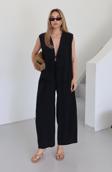 Laluvia Siyah Samantha Bağlamalı Yelek Pantolon Takım - 51155
