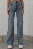 Pubi Woops Julia 90'S Kar Yıkama Mavi  Süper Yüksek Bel Salaş Jeans Palazzo Zee Rucci Etiket