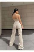 Viking'S Line Palazzo Bej %100 Pamuk Yüksek Bel Salaş Wide Leg Jeans