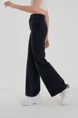 İbabutik Siyah  Yüksek Bel Salaş Pantolon, Geniş Paça Pantolon, Bol Paça Pantalon Yıkamalı Palazzo