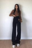 Cıqulata Kadın Michelle Siyah Yüksek Bel Bol Paça Denim Kot Pantolon
