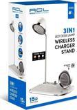 Acl 3 İn 1 Masa Lambalı, Bluetooth Hoparlörlü, 15W Wireless Şarj Standı Aw6