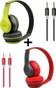 P47 Wiriless Ghazal 2 Adet Extra Bass Wireless Bluetooth Kulaklık 5.0 Edr Yeşil+Kırmızı 2 Adet