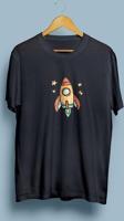 Oversize Roket ve Yıldızlar tasarım unisex T-shirt
