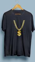 Oversize Altın rengi Dolar Kolye Tasarım unisex T-shirt