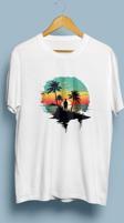 Oversize Ada / Gezgin / Gün batımı ve palmiyeler tasarım unisex T-shirt