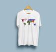 Oversize Bayraklı Dünya Haritası Baskılı Unisex T-shirt