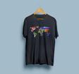 Oversize Bayraklı Dünya Haritası Baskılı Unisex T-shirt